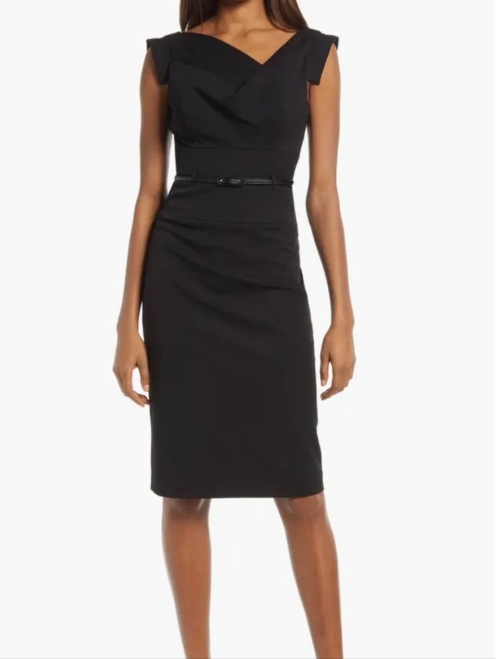 Black Halo Jackie Belted Stretch Gabardine Sheath Dress - Size 2